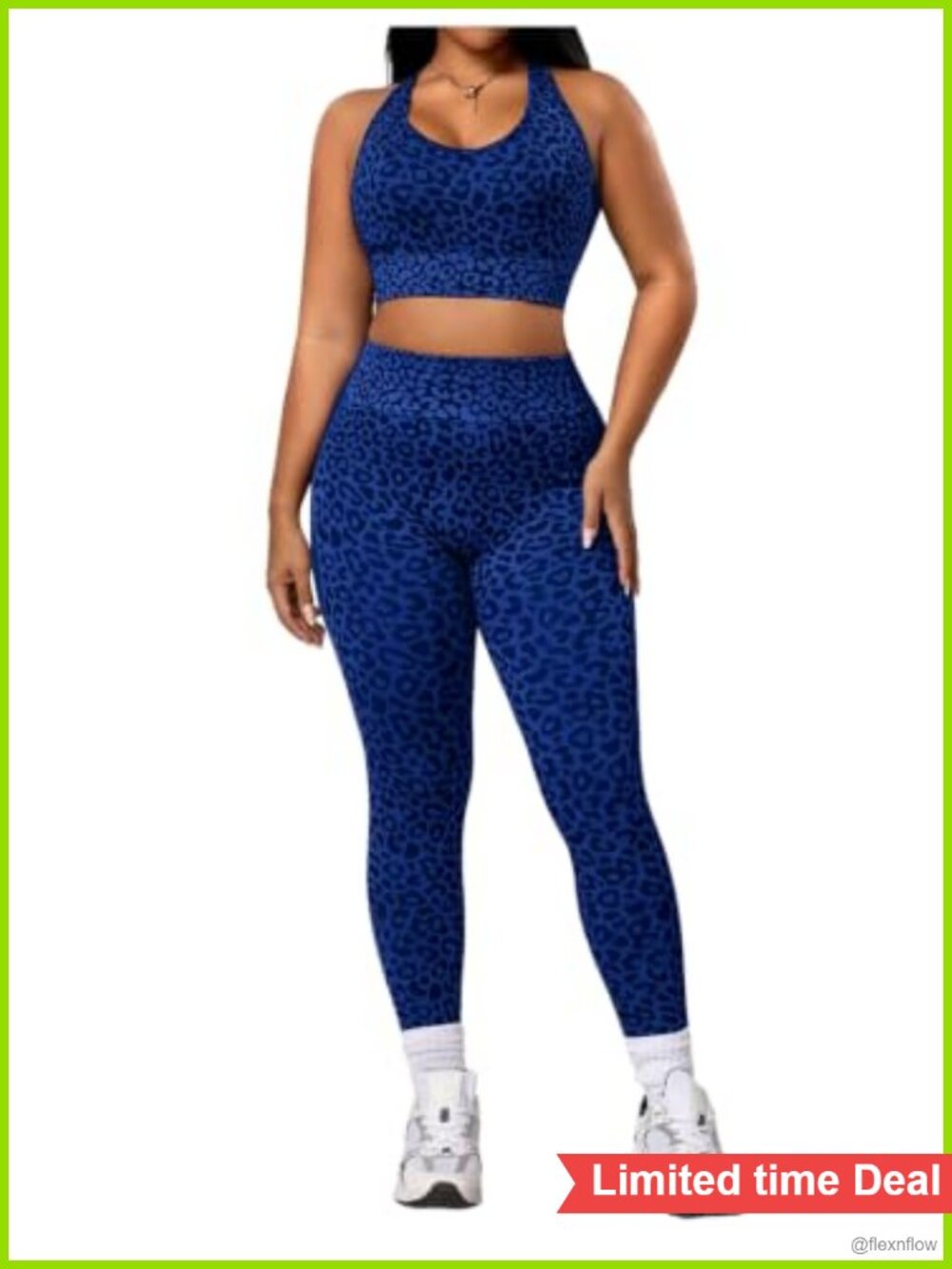 Plus Size Leopard Print Workout Set Crop Tank Top High Waisted Leggings